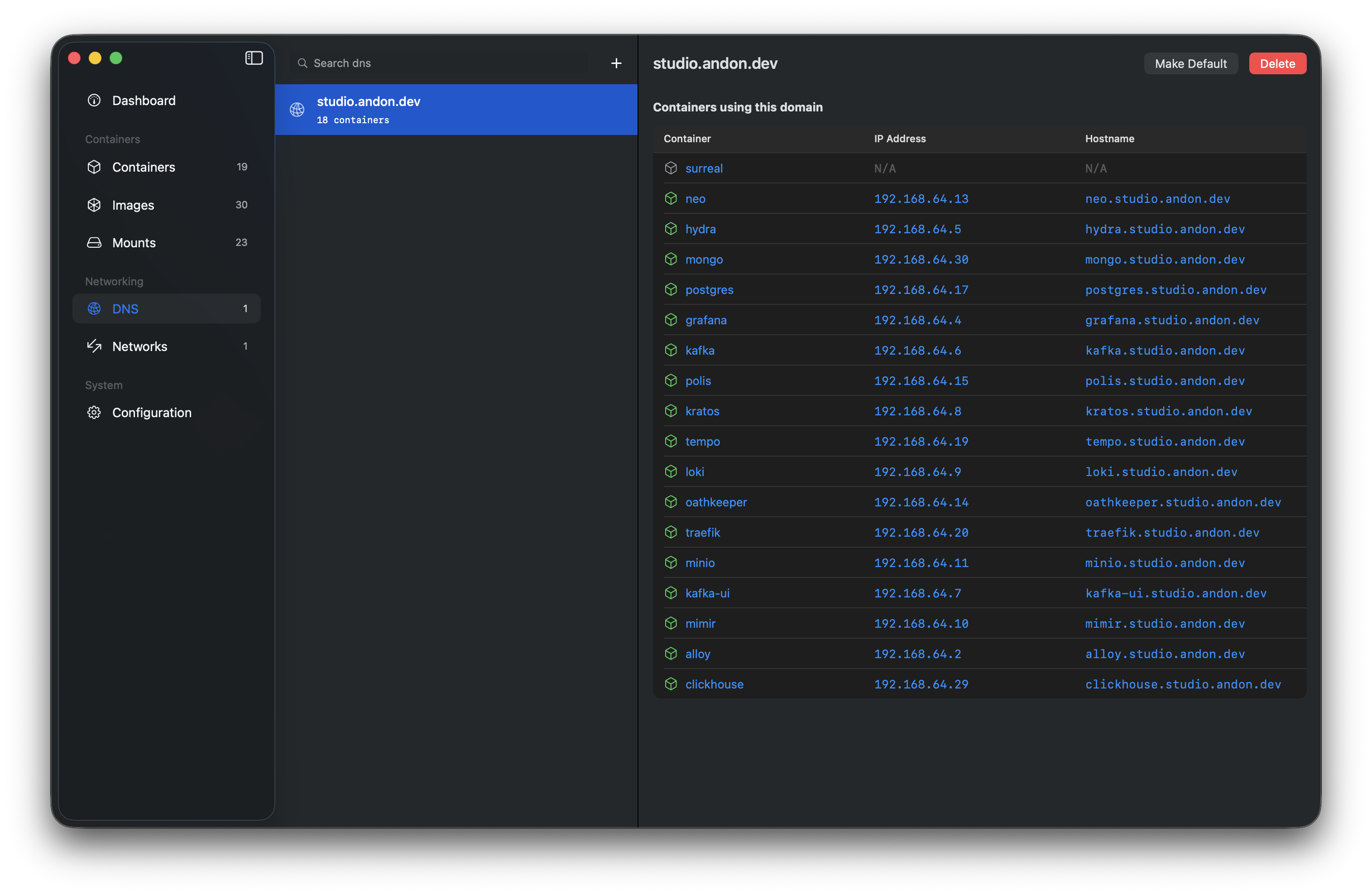 DNS domain management in Orchard