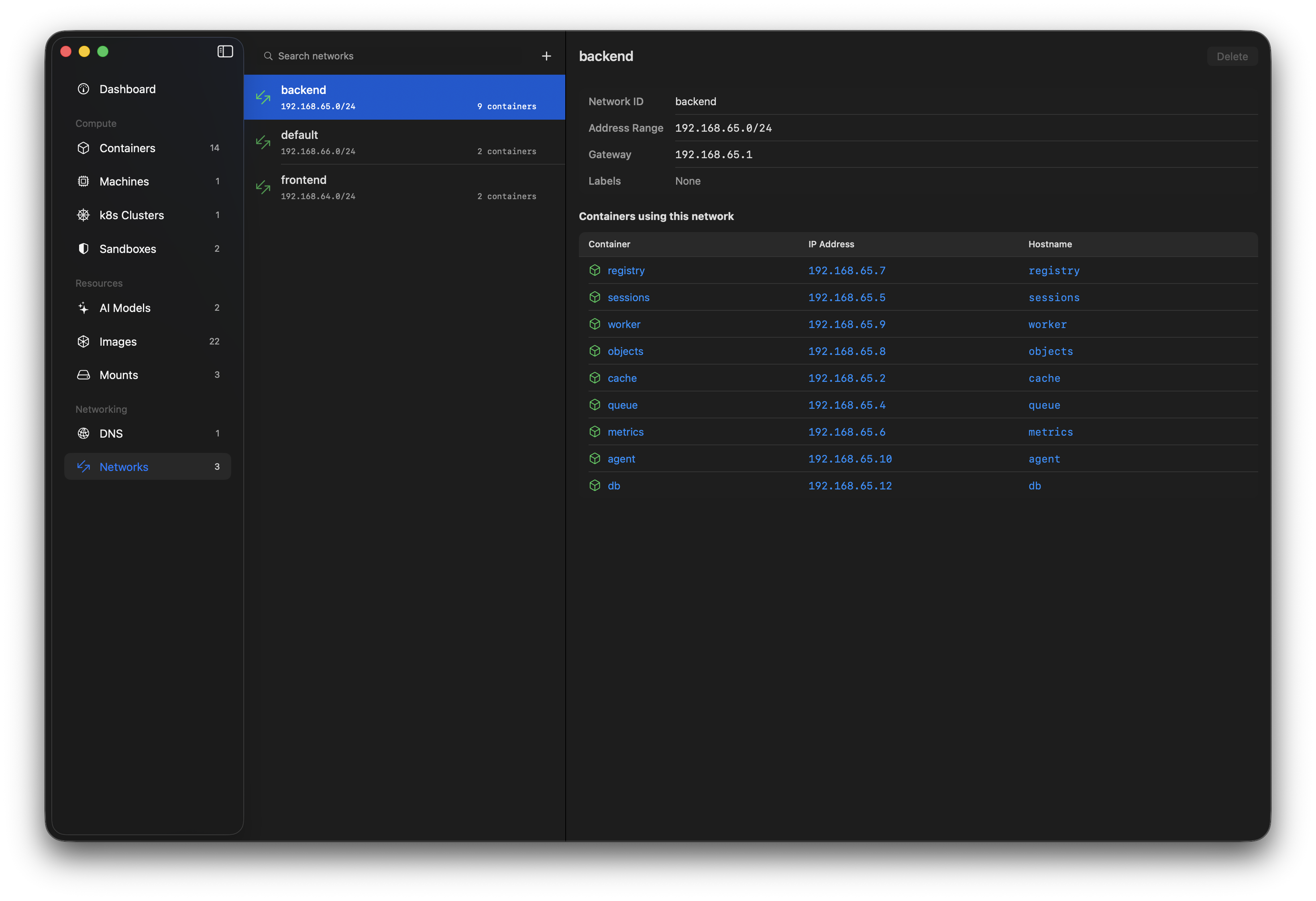 Network management in Orchard